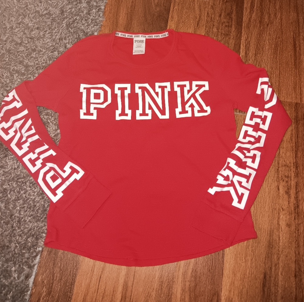 Victoria's Secret PINK Red Long Sleeve Shirt